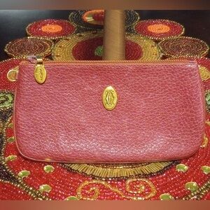CARTIER VINTAGE Red Leather Clutch